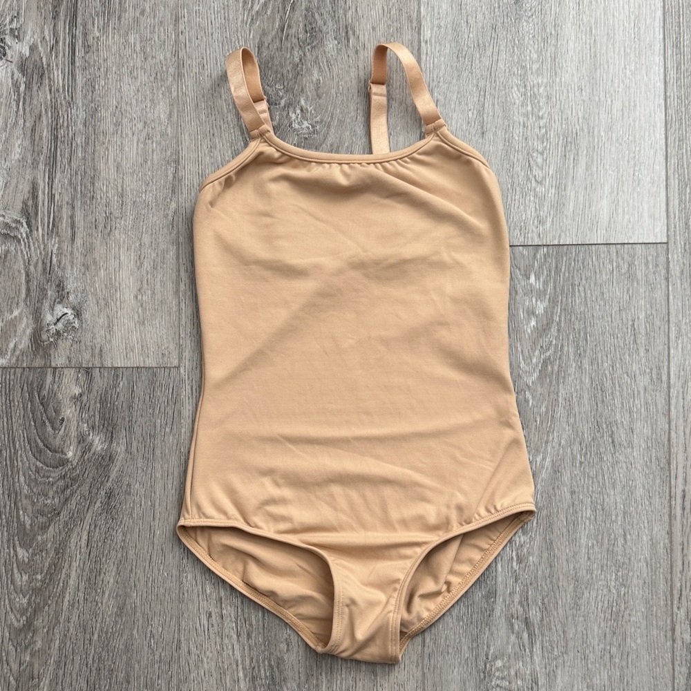 NWOT Bloch Dance Girls Adjustable Strap Camisole Leotard, Nude Size 6X-7